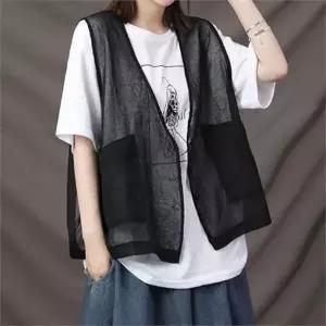 루즈핏 여성 시스루 베스트 데일리룩 여름 아우터 조끼 레이어드 망사
