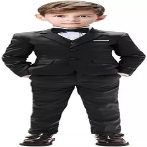 남아용 정장 수트 5피스 슬림 핏 토들러 턱시도 조절 가능한 허리 재킷 조끼와 바지 셔츠 및 보타이 포함