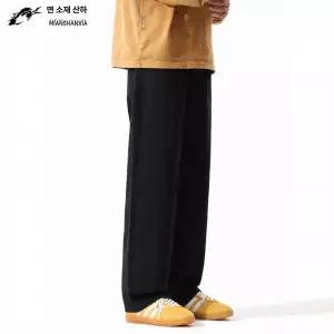 원픽 남성 면산하 블랙진 일자 와이드 빅사이즈 신당 순면 캐주얼 바지 가을