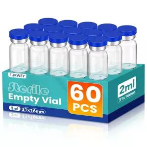 퍼위 2ML 멸균 바이알 유리 빈 주사용 60개입 자가 치유 주사 포트 및 밀봉 캡이 포함된