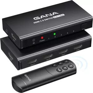 HDMI 스위치 5-in-1 4K@60Hz GANA 스플리터 스위처 및 리모컨 포함 3D HDCP2.2 HDR 지원 Xbox PS5/4/3 Fire