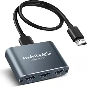 HDMI 스위치 3-in-1 아웃 4K@60Hz 알루미늄 합금 4FT 2.0 케이블 포함 HDCP2.2 및 HDR10을 지원하며 PS5