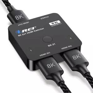 OREI 8K 2포트 HDMI 2.1 스위치 8K@60Hz 자동 및 수동 2 in 1 out 4K 48Gbps HDR10 돌비 비전 PS5/Xbox IR