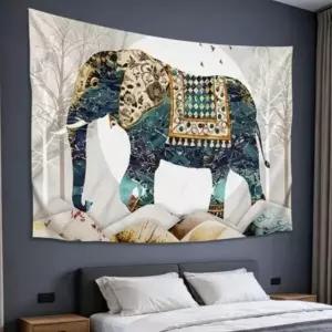 패브릭 200x150cm 코끼리 벽 인테리어 가리개 천 대형 포스터
