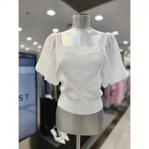 에고이스트 우븐 배색 소매 니트탑 ES2OKH53 2863628