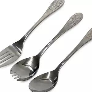 상일 (해피)아동용 스텐 수저포크 유아 어린이집 휴대용 유치원 어린이 베이비 초보 일상용