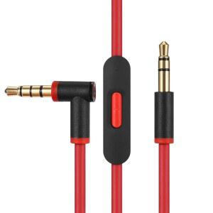 암호화된 교체용 오디오 케이블 BEATS HEADPHONES STUDIO SOLO PRO DETOX MIXR와 호환되는 인라인 마이크 및 컨트롤이 포함된 EXECUTIVE PILL (블랙 레드)