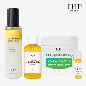 (MD PICK)JHP 비건 유기농 호호바오일 100% 50ml + 크림토너 100ml + 크림 300ml 