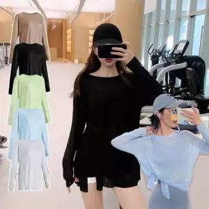오너클랜 여성 스포츠 편한 스타일리쉬 운동복 요가 매듭긴팔티 폴발레웨어 필라폴웨어 폴웨어