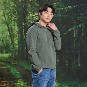 [웨스트우드]남성 봄 간절기 우븐 신축성 후드 티셔츠 WP1MTTR419