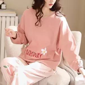 쉬블림로브 (긴팔 긴바지) 여성 복숭아 패턴 꿀잠 홈웨어 파자마 잠옷 세트 GGWD0311