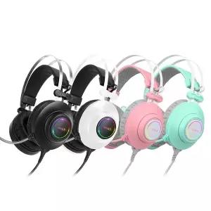 앱코 HACKER N550 ENC (민트) 가상 7.1 RGB 진동 노이즈 캔슬링 마이크 3D 초경량 헤드셋