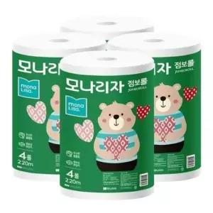 모나리자 녹스 점보롤 화장지 2겹 220m 4롤 4팩