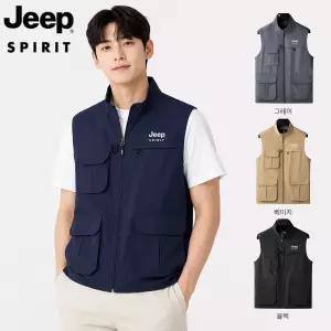 JEEP SPIRIT 남성 봄여름 경량 멀티포켓 조끼 낚시 아웃도어 작업 베스트