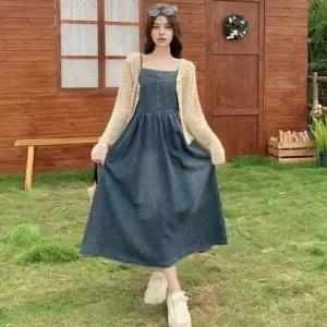 [하프클럽/셀러허브_여성트랜드패션]트렌디 롱 원피스 스모크 데님 나시 나