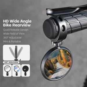 웨스트 바이킹 HD 광각 자전거 백미러 360 ° 조정 가능 고속 설치 볼록 거울은 20-38mm 핸들바에 적합합니