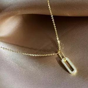 14k gold filled 언발 클립 목걸이 데일리 스퀘어 여성 악세사리 10대 20대