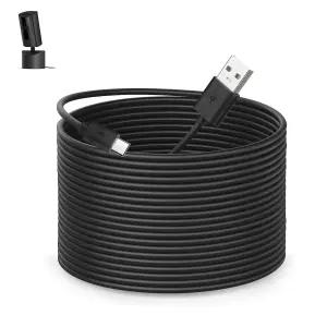 링 팬-틸트 실내용 캠용 16피트 파워 케이블 2024 블랙 연장 코드 긴 USB-A to C 카메라