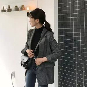 [하프클럽/]가을의류 가을 소매 롤업 체크 자켓
