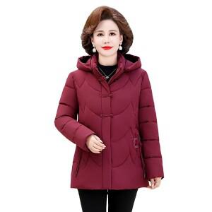 여성 겨울 퍼퍼 코튼 패딩 자켓 할머니 후드 양털 두꺼운 파카   레트로 복고풍 엔틱 자수 스노우 코트 루
