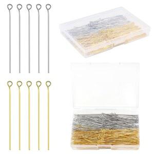 공예용 귀걸이 팔찌 목걸이 펜던트 DIY 주얼리 제작용 플래티넘 및 골드 색상의 50MM 스트레이트 핀 200개