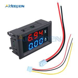 0.28 미니 디지털 전압계 전류계 DC 100V 10A 50A 패널 앰프 볼트 측정기 테스터 듀얼 LED 디스플레이 3 비