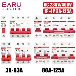 1P 2P 3P 4P DZ47 3A-125A AC 230V 400V 타입 C 미니 서킷 브레이커 MCB 단락 과부하 보호기 DIN 레일 장착