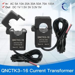 QNCTK3-16 전류 센서 트랜스듀서 AC 10A 20A 30A 50A 출력 DC 3.3V 5V 개방형 스플릿 코어 변환기 클램프 C