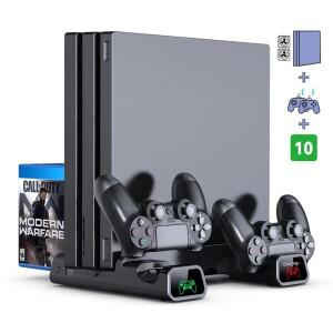 [호환품]Playstation 4 /PS4 Slim/PS4 Pro 콘솔 용 Dualshock 충전 도크 듀얼 컨트롤러 Led 표시기 수직 냉