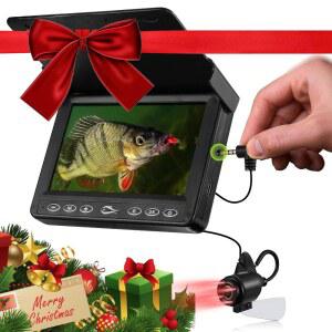 FISHPRO 수중 낚시 카메라 - MOQCQGR 휴대용 4.3'' 1000TVL (NO NEED LEARN) 얼음 낚시용 카메라 3등급 IR 조명 USB-C 4X 줌 보트 레이크 카약용 어군 탐지기 65FT