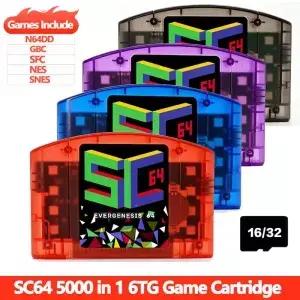 SC64 5000 in 1 N64 소스 게임 카트리지 16/32G 카드 포함 64 비디오 콘솔용 N64DD/SNES/GBC 지원