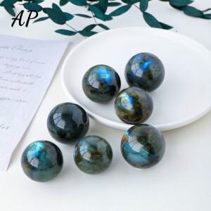천연 고 블루 Labradorite 구 스톤 힐링 에너지 보석 블루라이트 월장석 볼 크리스탈 장식 수집 1 개