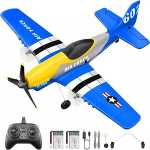 HAWK S WORK 3CH P-51D 머스탱 RC 비행기 초보자를 위한 안정화된 워버드 6축 자이로 2.4GHz RTF 클래식