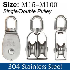 304 스테인리스 강 풀리 sheaves(M15-M100) 리프팅 휠 단일/이중 세트 휠 도구 와이어 로프 체인