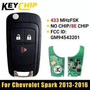 KC 94543201 433 MHZ 플립 원격 자동차 키 3 버튼 8E 칩 2013 2014 2015 2016 Spark