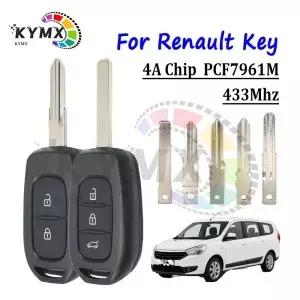 KYMX 자동차 리모컨 키 433MHz ID4A PCF7961 르노 다 산데로 로건 로디 도커 4 마스터3 더스터 옥스홀