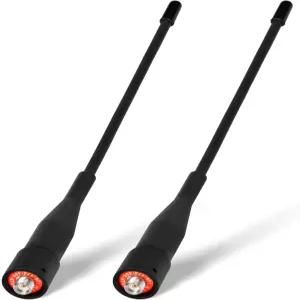 Eightwood 양방향 무전기 안테나 6인치 VHF/UHF 듀얼 밴드 SMA 암형 2개 세트 feng Walkie Talkie용 유연한