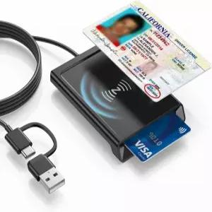 2-in-1 듀얼 기술 NFC 리더기 겸 라이터 및 CAC 카드 USB-A 군용 DOD PIV ID 접촉식 비접촉식 스마트