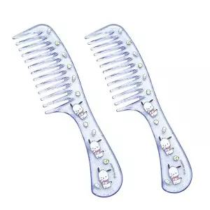산리오 심플 클리어 머리빗 대형 2P 와이드형 빗살 헤어 브러시