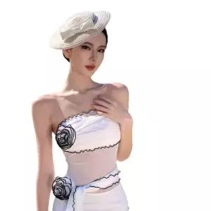몰도라 여성 해변 바캉스 화이트 아사 톱 원피스 롱 리카