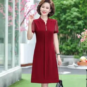 청수정 여성 여름 반팔 원피스 세 쉬폰 스커트 KS