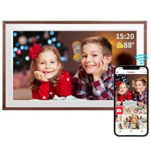 FRAMEO 15.6인치 32GB WIFI 대형 디지털 사진 액자 1920 * 1080 IPS FHD 터치 스크린 스마트 액자 벽걸이 가능 자동 회전즉시 공유하세요 여성용 생일 선물 엄마