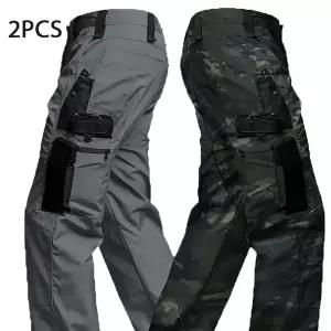 밀리터리 야전 상의 하의 세트 군북 2Pcs 남자 전술 바지 멀티 포켓 훈련 의류 카모 작업복 야외 전투