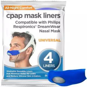 베개 CPAP 마스크 라이너와 호환되는 리스플랩 4종 재사용 가능 세탁 소프트 컴포트 패드 통기성 패브릭