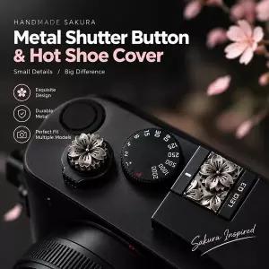 메탈 사쿠라 카메라 셔터 버튼 및 핫슈 커버 세트 후지필름 X-Half X-E5 X-M5 X-T50 X-T5 X-T30 III용 레트