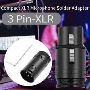남성/여성용 컴팩트 XLR 마이크 솔더 어댑터 케이블 커넥터 3핀 블랙 쉘 90도 직각