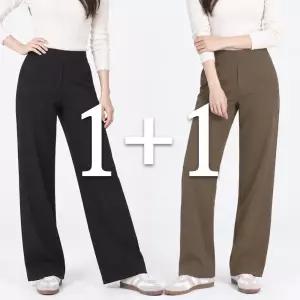 [슈퍼맨][SPM] 1+1 국내제작 C여성뒷밴딩통바지 스판좋은 데일리 슬랙스 출근복 일상복 외출복 빅사이즈 2