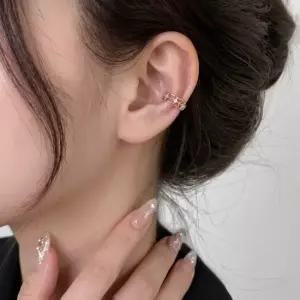 국내제작 로즈골드 실버 큐빅 라운드 미니 링 이어커프 여성 데일리 포인트 귀찌 이어커프
