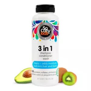 SoCozy 3-in-1 | 샴푸 + 컨디셔너 바디 워시 어린이 모발 세정 및 수분 보충 311ml(10.5액량 온스) 파라벤,