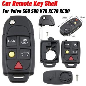 5버튼 플립 원격 키 케이스 FOB 교체 볼보 호환 S60 2000-2009 S80 1999-2006 V70 XC90 2002-2013 자동차
